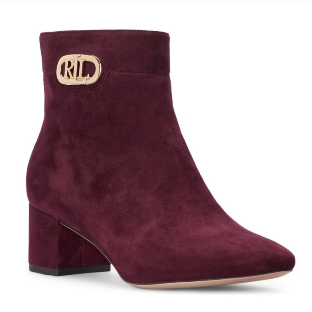LAUREN RALPH LAUREN Bordeaux PurpleWynne Suede Ankle Booties Boots Size 6.5.